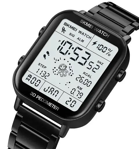 Чоловічий наручний годинник Skmei 1888 astronaut фітнес трекер (Чорний) - фото 3