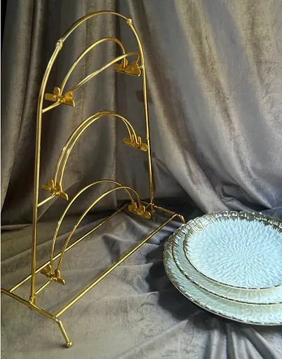 Фруктовница трехъярусная 45 см на металлической подставке керамическая тарелка 21x26x30 см Белый - фото 6