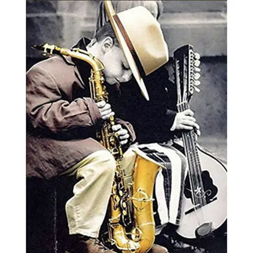 Алмазна мозаїка Strateg ПРЕМІУМ Музичний стиль із дитинства розміром 30х40 см (HEG86036) - фото 1