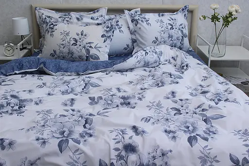 Комплект постельного белья TAG Tekstil с компаньоном 1.5-спальный Бело-синий 000240771 (R-T9271) - фото 3