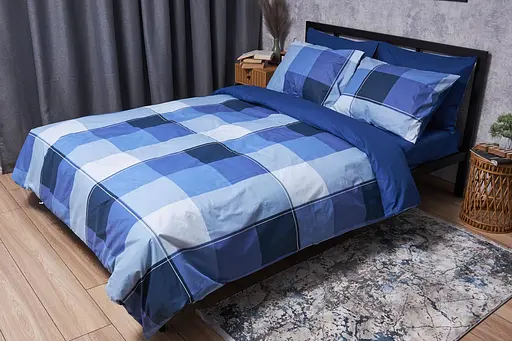 Комплект постельного белья Moon&Star Бязь Gold Люкс Finland Blue King Size 220x240 наволочки 4х70х70 - фото 1