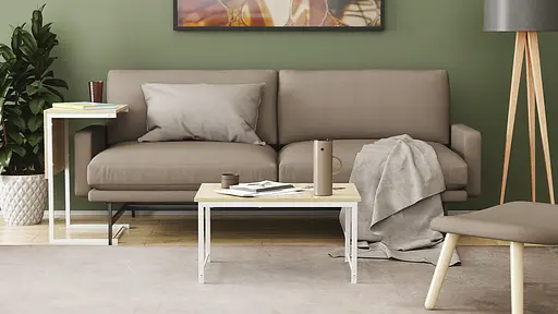 Стіл журнальний приставний Террі Комбо Ferrum-decor 345x662x440 Білий метал ДСП Дуб Сонома 16 мм (FRD-105146)