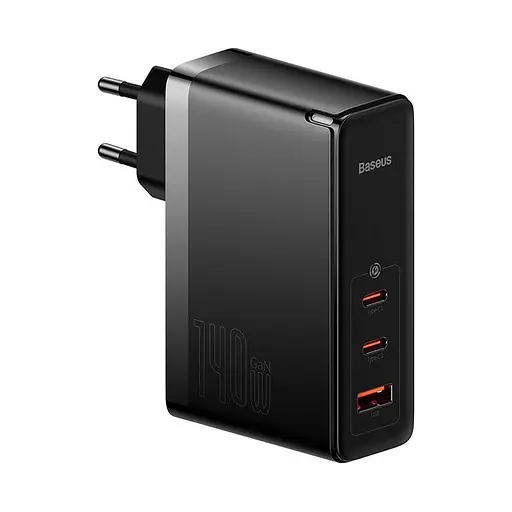 Блок живлення - зарядний адаптер 3 порти Baseus GaN5 Pro Fast Charger 2C+U 140W чорний (CCGP100201) - фото 2