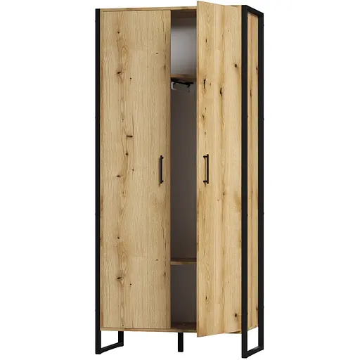 Шафа лофт закрита ОП-654 Orange-Line 860х400х1900 Чорний/Дуб Евок прибережний