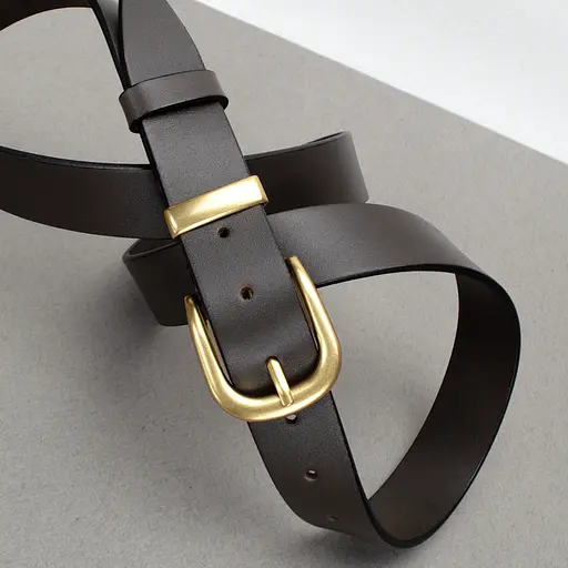 Ремінь шкіряний жіночий HC-3092 коричневий із золотою пряжкою (130 см) - фото 3