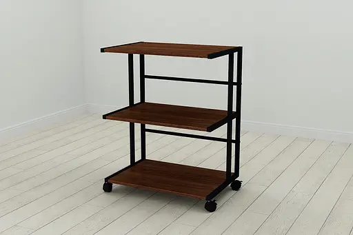 Этажерка на колесиках Ferrum-decor Камило 75x40x60 металл Черный ДСП Венге 16мм (FRD-105488)