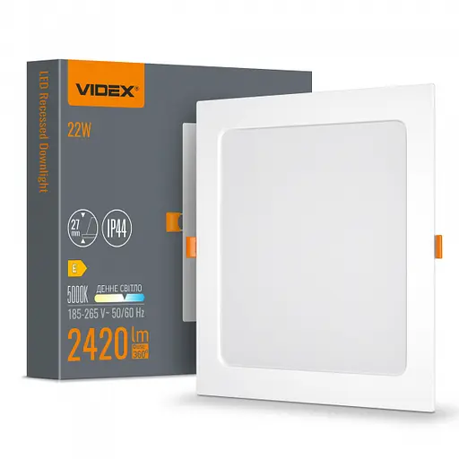 LED світильник Back вбудований квадрат VIDEX 22W 5000K - фото 1