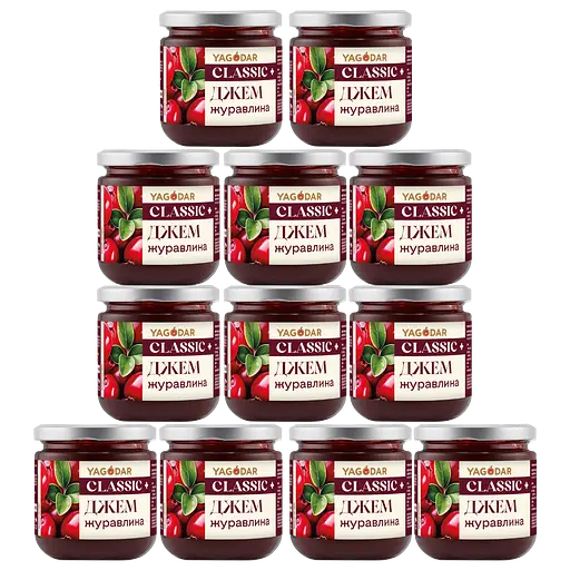 Набор джемов с низким содержанием сахара Yagodar Клюква 12 шт 2.5 кг