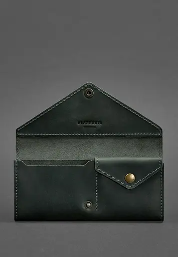 Женский кожаный кошелек Керри 1.0 зеленый Crazy Horse - фото 4