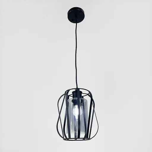 Підвісний чорний світильник з графітовим плафоном 22х18 см | Арт. 12699/1 BK+GR | Line F - фото 1