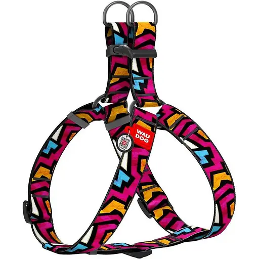 Шлея для собак Waudog Nylon з QR паспортом, малюнок "Графіті", пластиковий фастекс, XL