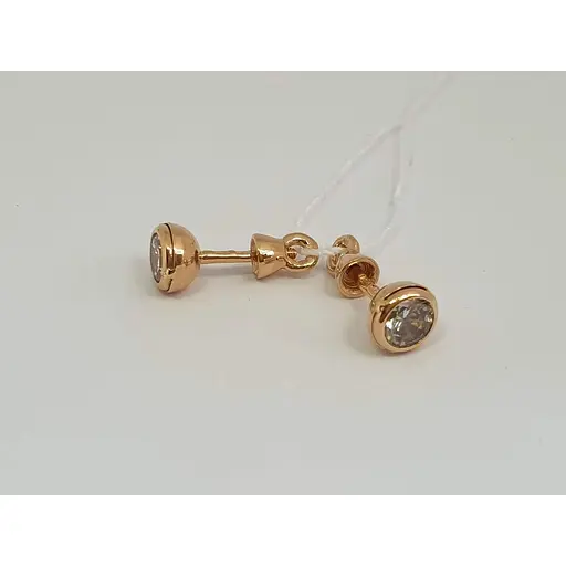 Золоті сережки-пуссети Tango з фіанітами. 580080 - фото 2