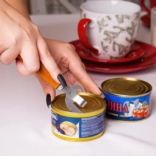 Открывачка открывалка открывашка нож консервный с деревянной лакированной ручкой 16 см, Kitchette 85621 - фото 7