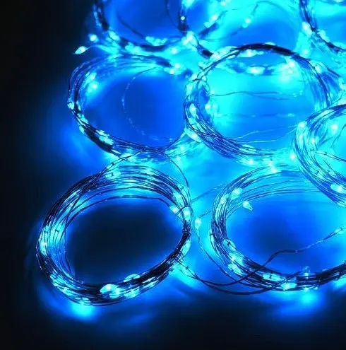Гирлянда штора Роса 8х1.5м микродиод 600 Led лампочек, 40 нитей 220В (Синий свет)