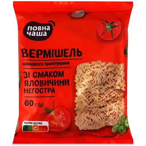 Вермішель Повна Чаша зі смаком яловичини 60 г (598110)