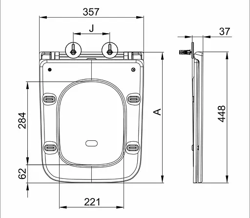 Сиденье для унитаза Mixxus Premium Seat Cover Quadro-Diverse-2001 Black с микролифтом 448х35 MP6614, Черный матовый - фото 3