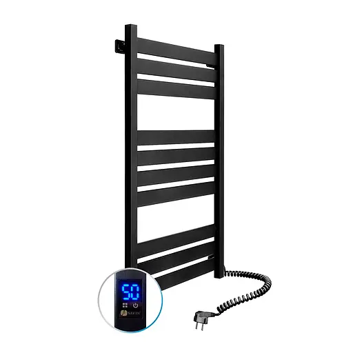 Электрический полотенцесушитель Navin Largo 500x1000 Sensor правосторонний с таймером, черный муар 12-244053-5010, Черный матовый, Правое, Электронный - фото 1