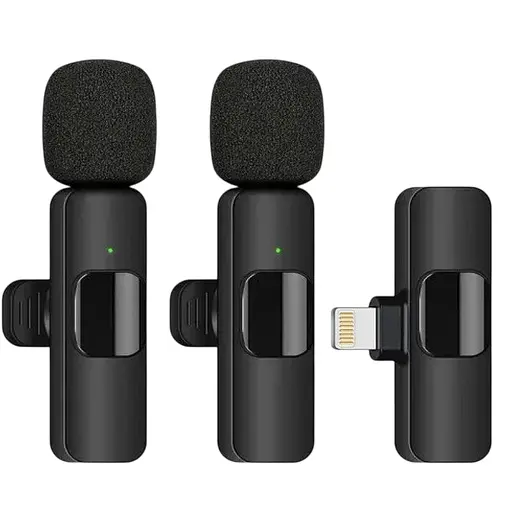 Бездротовий петличний мікрофон K9 Lightning приймач + мікрофон 2шт Black (17613) - фото 1