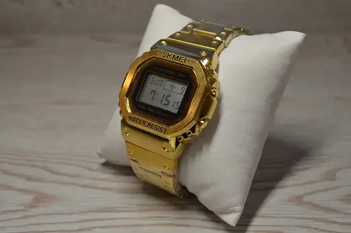 Чоловічий наручний годинник Skmei 1456 Singapore Золотистий - фото 6