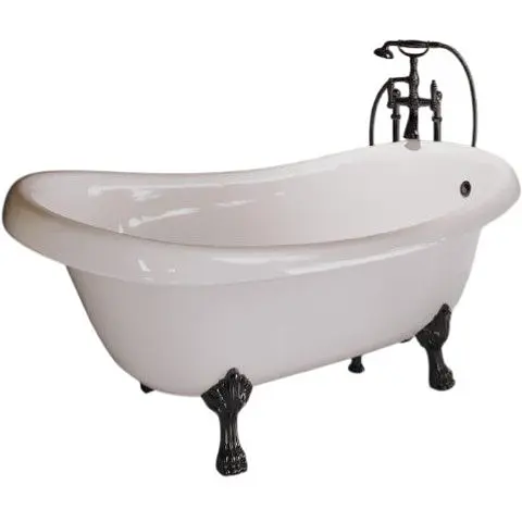 Ванна отдельностоящая матовая Amdcon Symphony 167x78 белая из литого камня черные ножки SYMFONYA_167_bl_MAT Белый матовый - фото 1