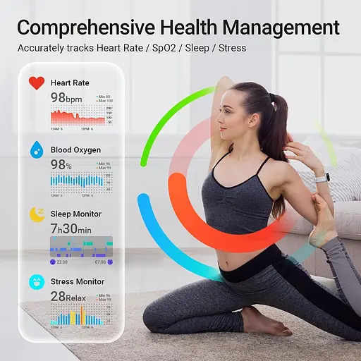 Розумний годинник Fitpolo для жінок і чоловіків, 1,99-дюймовий великий AMOLED-дисплей Фітнес-трекер з голосом AI, Bluetooth - фото 3