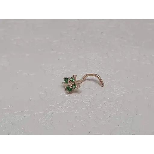 Золота сережка-пірсинг Dear в ніс Dear з фіанітами. 1041.12 Зелений - фото 2