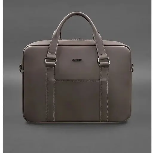 Шкіряна сумка для ноутбука і документів темно-бежева - фото 1