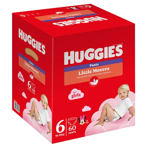 Уцінка. Набір підгузки-трусики для дівчаток Huggies Little Movers Pants 6 (15-25 кг) 60 шт. - фото 2