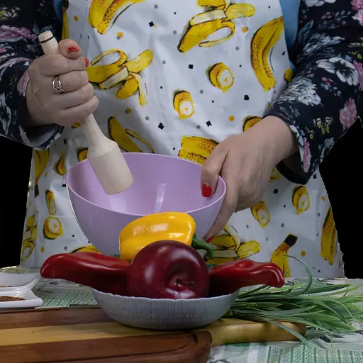 Макогон толкушка картофелемялка фигурная маленькая деревянная 20 см, Woodly Бежевый 84901 - фото 3