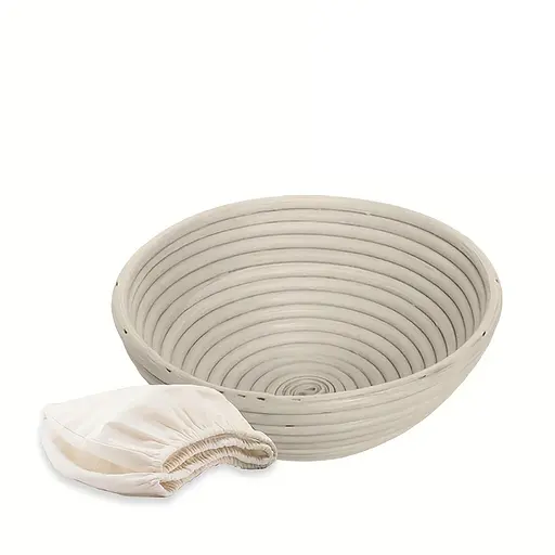 Кошик для вистоювання тіста хліба кругла з натурального ротанга з тканинним чохлом (діаметр 25 см), Kitchen Master Бежевий 87923 - фото 1