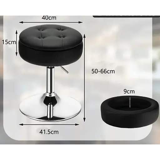 Кресло табурет вращающееся Costway Meri с местом для хранения черный - фото 8