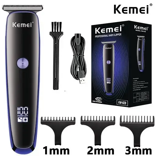 Акумуляторна машинка для стрижки волосся Kemei KM-828 з насадками - фото 2