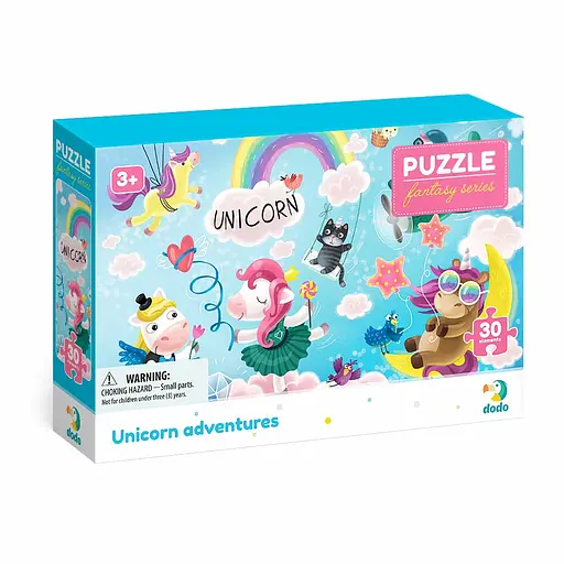 Пазли картонні "Пригоди Єдинорогов" 300416 Dodo (3-4 роки) 30 ел., в коробці (4820198243562) - фото 1
