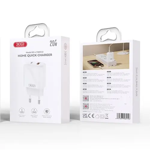 Сетевое зарядное устройство для XO L158 (EU) PD20W/QC18W (1USB-A+1USB-C) Quick Charger Белый - фото 2