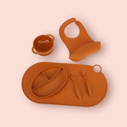 Набор силиконовой посуды для прикорма детей на присоске, 6 предметов, orange - фото 2