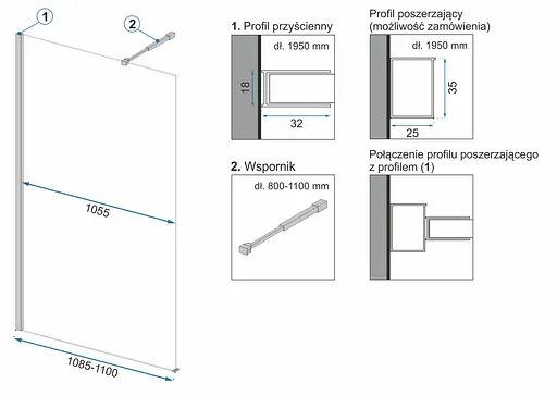 Душова стінка Rea Aero 110 black mat REA-K6597, універсальні - фото 4