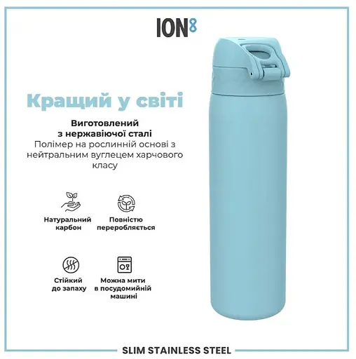 Пляшка для води ION8 металева 600 мл Stainless Steel Alaskan Blue (I8SS600ABLU2) - фото 6