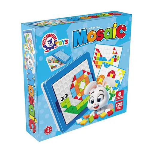 Дитячий розвиваючий набір "Мозаїка" ТехноК 2215TXK 125 фішок, 6 шаблонів - фото 1