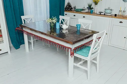 Скатерть силиконовая с бордовой бахромой 270х200 см - фото 6