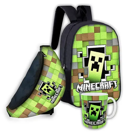 Набір дитячий Майнкрафт «Minecraft» рюкзак 36х27см сумка-бананка, кружка з принтом для хлопчика (01657)