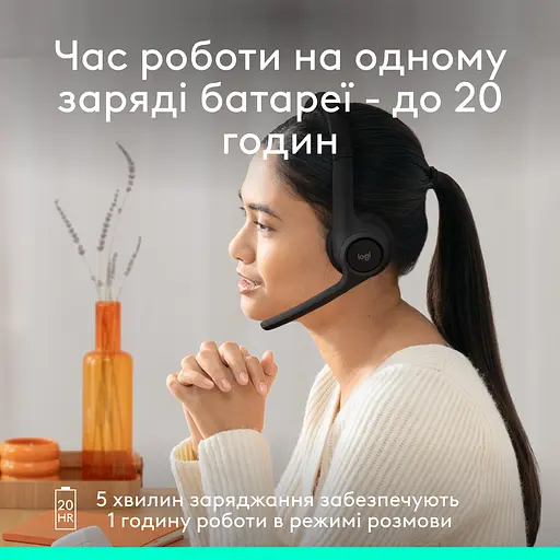 Bluetooth-гарнітура Logitech Zone 300 Wireless Black (981-001407) - фото 5