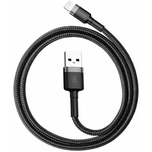Кабель Baseus cafule Cable USB For lightning 2.4A 1 м Сірий+Чорний - фото 1
