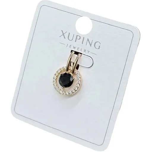Жіночий кулон Xuping круглий з чорним каменем і фіанітами Медичне золото з покриттям справжнім золотом 18K - фото 1