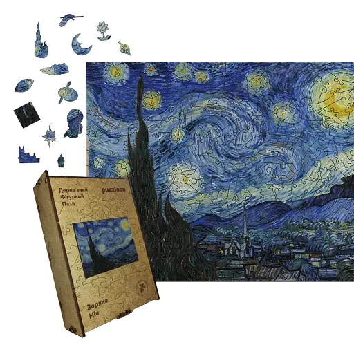 Деревянный фигурный пазл Зоряна Ночь, А2, Деревянная коробка 300+ элементов