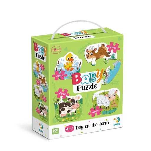 Детский пазл 4 в 1 "Baby puzzle. День на ферме" DoDo Toys 300687 набор 4 в 1 - фото 1