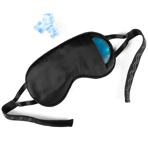 Маска для сну шовк «Чумацький Шлях» з нековзкою резинкою і охолоджуючим гелевим вкладишем в Подарунковій упаковці Чорна (1094-02)