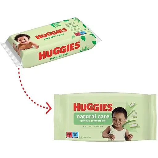 Вологі серветки Huggies Natural Care 560 шт. (10 уп. х 56 шт.) - фото 3