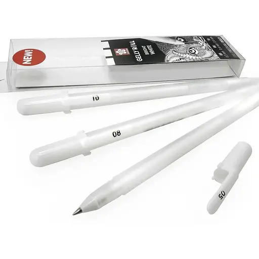 Набор гелевых ручек Sakura Basic White 3 размера (05-08-10) Белые - фото 2