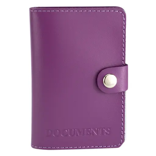 Обложка на документы кожаная на кнопке HC0035 фуксия - фото 1