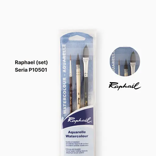 Набор кистей из натурального ворса Raphaël, 3 шт, специально для акварели. - фото 2